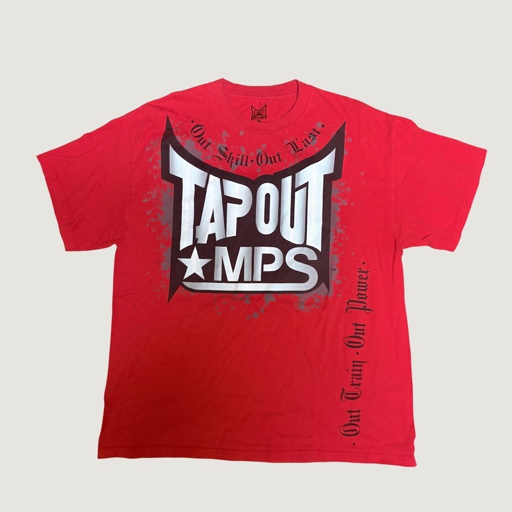 Y2K Tapout MPS Red Graphic T-Shirt MMA Combat Sports Out Skill Out Last Tee #15